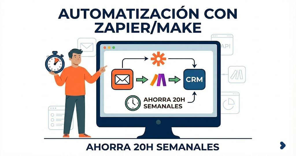 Automatización con Zapier/Make: Ahorra 20h semanales