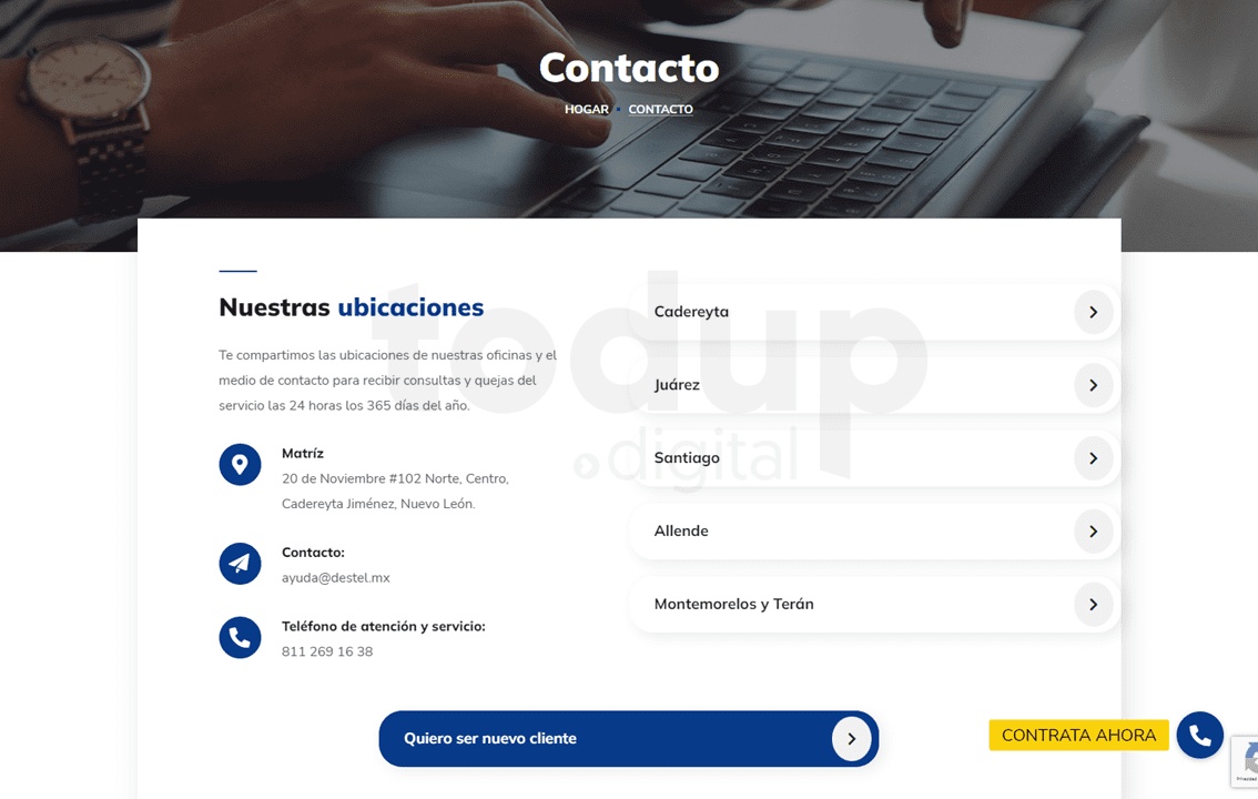 Diseño web para Destel.mx