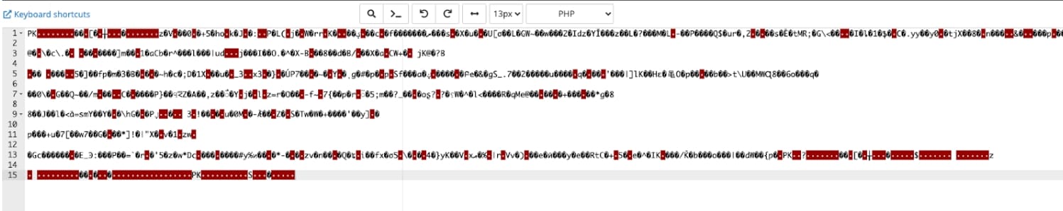 Archivo wp-confi con código malicioso